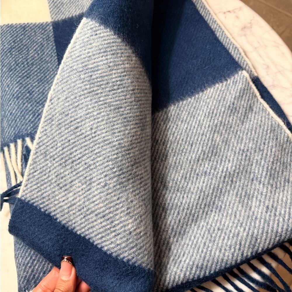 Coach Blue and Cream Fringe Scarf